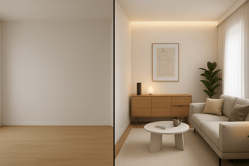 חדר לפני עיצוב עם AnyRoom AI